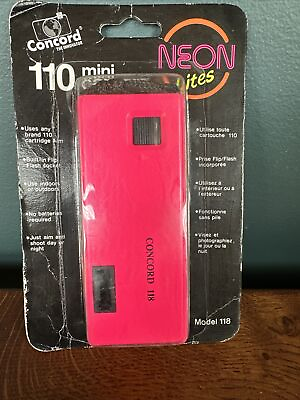 #ad Concord Neon Lites Camera Hot Neon Pink Model 118 110 Film Mini New Unopened $19.99
