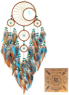 Dream Catcher Handmade Turquoise Dream Catchers with Feathers Large Wall $30.58