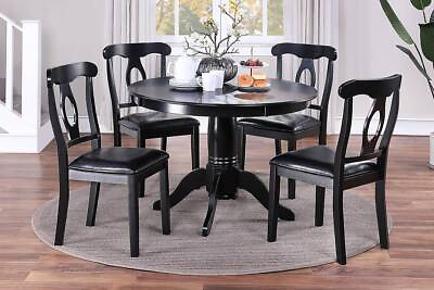 #ad NEW Classic Design Black Wooden Top amp; Sturdy Padded Chairs 5PC Dining Set 1F2561 $1299.99