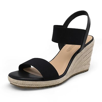 #ad Dream Pairs Women Espadrilles Wedge Sandals Elastic Ankle Strap Open Toe Shoes $26.99