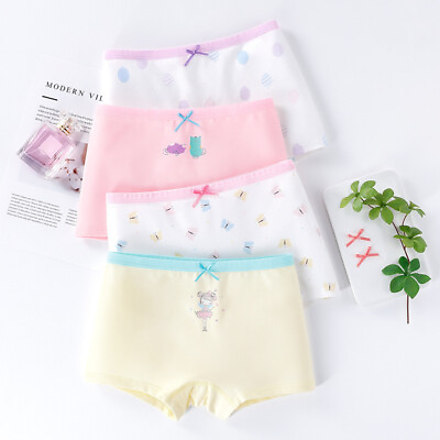 Girls Knickers Soft Cotton Shorts Kids Underwear Pants 4 Pack Size 3 13 Years #ad $19.86