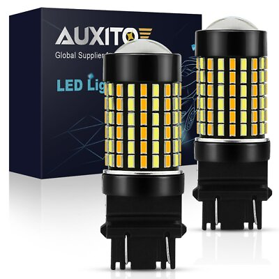 #ad AUXITO White Amber Switchback LED Turn Signal Light Bulbs 3157 3057 4057 4157 $18.99