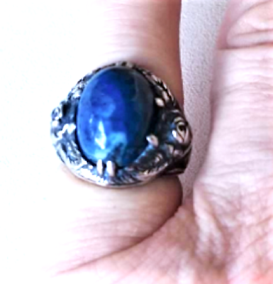 Antique Sterling Silver WACHENHEIMER Art Nouveau Deco Roses Blue Agate Ring 5.5 $98.99