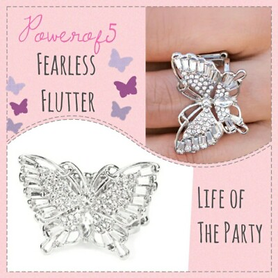 #ad Paparazzi Jewelry 🦋 Ring 💎 Life of the Party Exclusive Fearless Flutter white $5.00