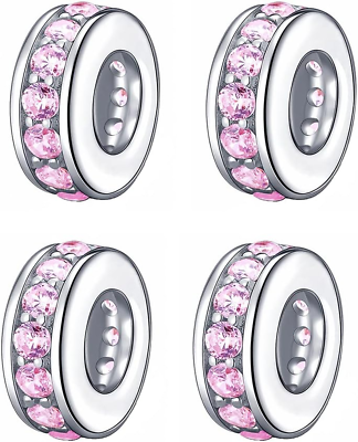 Authentic 4Pcs Clip Lock Silver Spacer Stopper Charm Bead Suits Pandora Bracelet $50.99