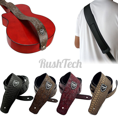 #ad Guitar Strap PU Leather Embossed Adjustable for Acoustic Electric Bass Guitar $8.88