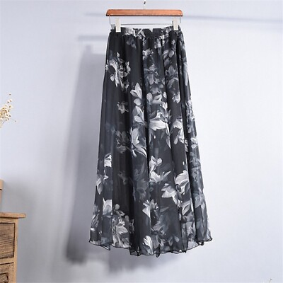 #ad Chic Women#x27;s Chiffon Skirts Floral Maxi Skirt Collection $21.65