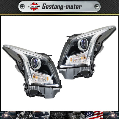 Pair For 2013 2018 Cadillac ATS RightLeft Headlights Headlamps Halogen Chrome #ad $208.72