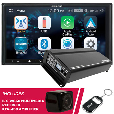 Alpine ILX W650 7quot; Multimedia Receiver and KTA 450 Amplifier and Back Up Camera $477.91