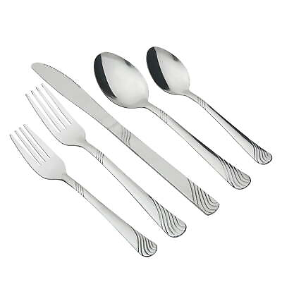 #ad Swirl 49 Piece Stainless Steel Flatware and Organizer Tray Set Service for 8 $11.84