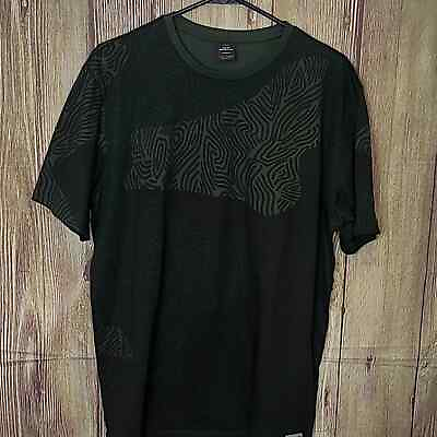 #ad Oakley Mens Shirt Sz XL Geometric Green Black Top $10.00