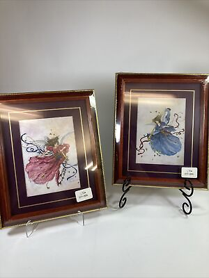 Vintage Reimel Abrams Watercolor Prints Set Of Two Angel Blowing Trumpet New $45.00