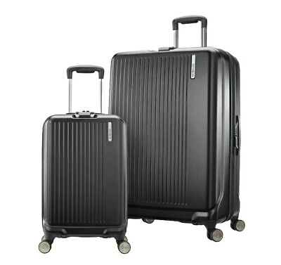 #ad Samsonite Amplitude 2 Piece Hardside Luggage Suitcase Spinner Set Black $159.99