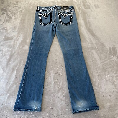 #ad Miss Me Boot Cut Jeans Women 28x30 Blue Contrast Stitching Rhinestones JP5014 $27.73
