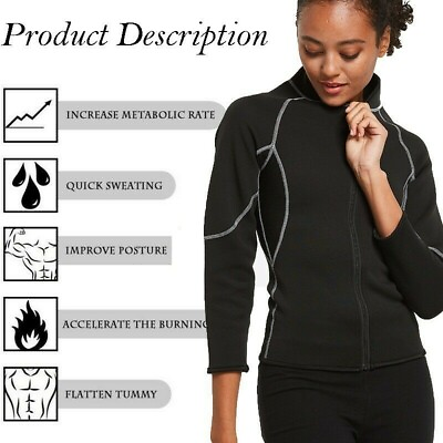 #ad Women#x27;s Neoprene Weight Loss Sauna Shirt Suit Long Sleeve Hot Sweat Body Shaper $16.98