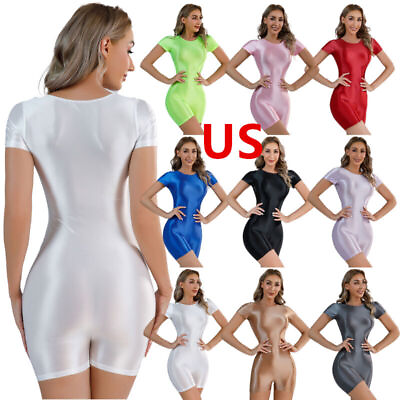 #ad #ad US Women Glossy Bodysuit Shaper Jumpsuit Swimwear Thong Leotard Tights Swimsuit $13.29