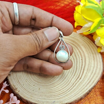 #ad 925 sterling silver Gemstone pendant women Mother Of Pearl Pendant For Her $25.95