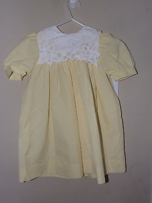 #ad Therese 2T Yellow Dress White Crochet Collar Vintage Embroidered Easter Boutique $34.67