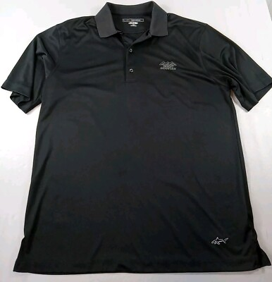 #ad Greg Norman Play Dry Mens Golf Shirt Size Large Black Desert Mountain Logo $11.97