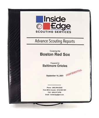 #ad Original Inside Edge 2001 Boston Red Sox Advanced Scouting Report By Orioles $99.99