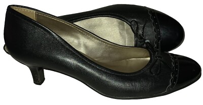 #ad Worthington Womens Black Leather Pumps Low Heels Slip On Shoes Size 7 M $19.99