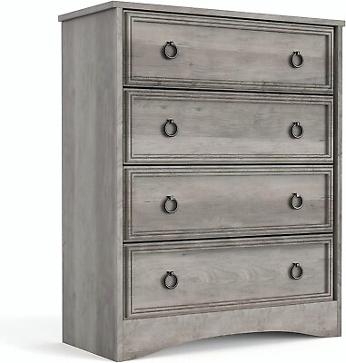 #ad 4 Drawer Dresser Chest Shelf Cabinet Storage Home Bedroom Furniture in Gray $149.98