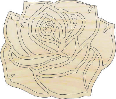 #ad Flower Rose Laser Cut Out Unfinished Wood Craft Shape FLR70 $0.99