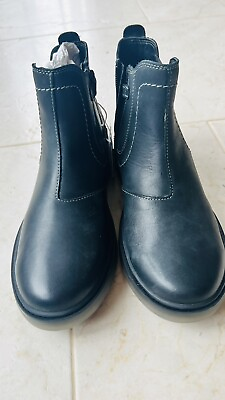 #ad Geox Respira Boys Boots Dark Gray Zipper Leather Boys 37 $45.00