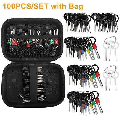 100pcs Pin Ejector Wire Kit Extractor Connector Puller Car Terminal Removal Tool $14.48