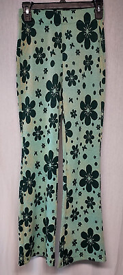 Urban Outfitters Green Bryn Flower Power Vintage Retro Knit Flare Pants Size XS $48.60