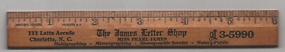 #ad Advertising 6quot; Ruler The James Letter Shop Charlotte N.C. Wood $12.50