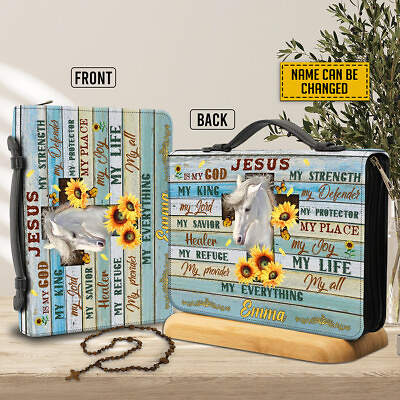 Custom Jesus Is My God Horse Sunflower Bible Cover My King My Lord Vintage Bag $36.79