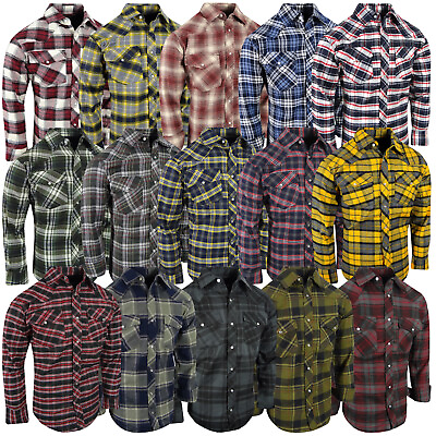 Plaid Flannel Shirt Snap Up Western Style Mens Flap Chest Pockets New Colors c $21.95