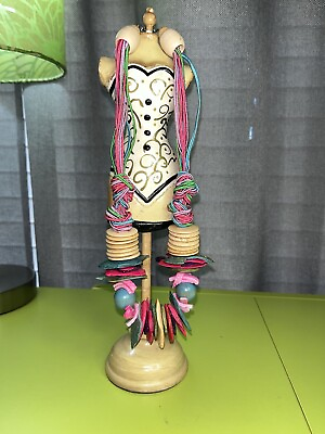 #ad VTG Boho Chic Wood amp; Shell Necklace Kitsch Handmade Bohemian Style Multicolor $19.95