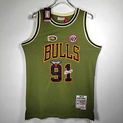 #ad Dennis Rodman 1997 98 Basketball Jersey #91 Embroidered Green $42.80