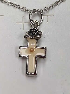 #ad Made in USA Christian MUSTARD SEED Faith SILVER CROSS Pendant amp; Necklace chain $35.97
