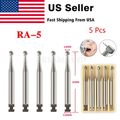 #ad 5PCS Round drill Dental Tungsten Steel Burs Right Angle RA 5 For Contra Angle $6.90