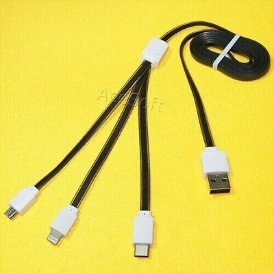 #ad 3in1 Micro USB 8 Pin Type C High Stability USB Flat Cable for HTC One M8 USA $16.88