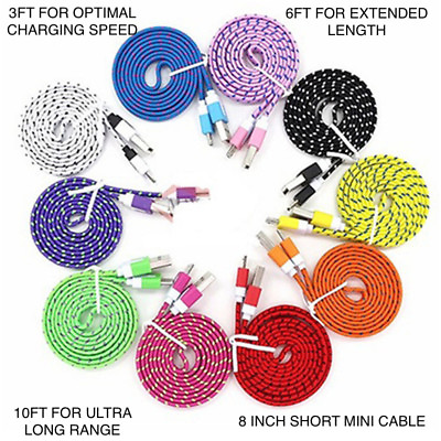 #ad MICRO USB flat noodle Fabric Braided Data Charge Cable FOR Samsung galaxy s6 s7 $7.90