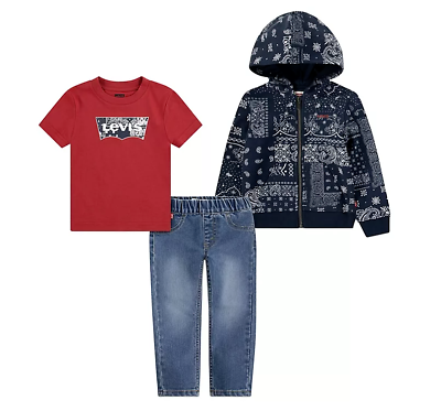 #ad LEVI#x27;S Toddler Boys Jacket Jeans Tee 3 piece Set Size: 3T $14.99