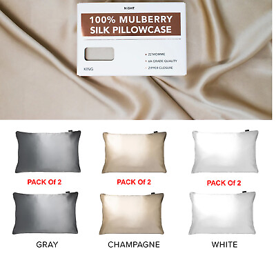 #ad 100% Mulberry Silk Pillowcase Christmas Gifts for Hair and Skin With Zipper $36.99
