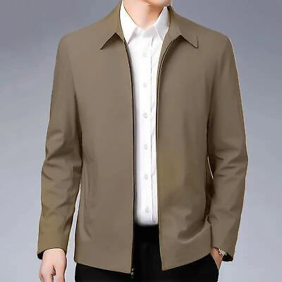 #ad Casual Business Autumn Spring Jackets Outwear Top Men#x27;s Zipper Lapel Collar Coat $20.45