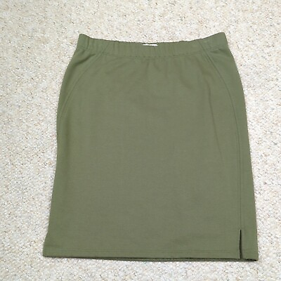 #ad Eileen Fisher Knee Length Skirt Womens Small Green Organic Cotton Terry Casual $18.66