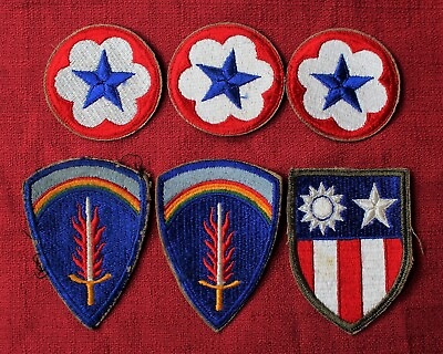 #ad 6 US Army Shoulder Patches 3 Army Service 1 USAAF CBI 2 Europe 1940#x27;s $29.90