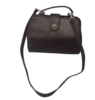#ad Vtg ETIENNE AIGNER Bag OXBLOOD Leather Medium Handbag Removable Shoulder Strap $149.00