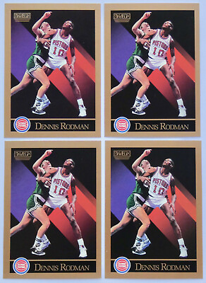 #ad 1990 91 SKYBOX BASKETBALL Dennis Rodman 4x Card Lot NM #91 Pistons Bulls Spurs $2.49