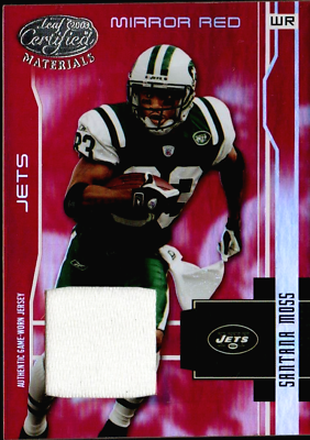 #ad Santana Moss Jets 2003 Leaf Certified Mirror Red Game Worn Jersey 150 Mint $4.45
