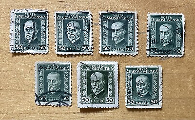 #ad Czechoslovakia Postage Stamp Lot Of 7 Ceskoslovensko 50 Haleru Green Used $1.58