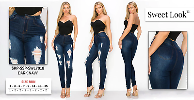 #ad Women SWEET LOOK High Waist Rip Jeans $24.99