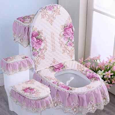 #ad 3pcs Set Toilet Cover Cloth Dustproof Toilet Seat Ring Cushion Home Toilet Cover $35.17